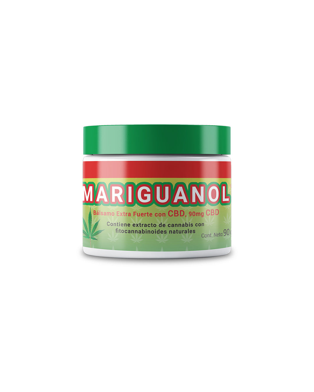 Bálsamo Mariguanol con CBD en su frasco oficial de 90 g